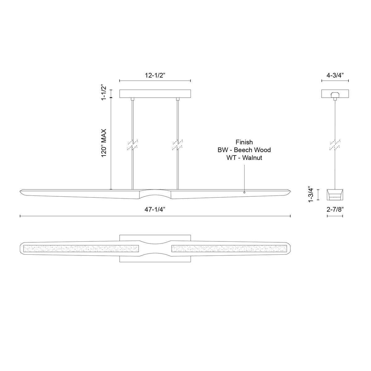 Dakota 42-in Steel Linear Pendant
