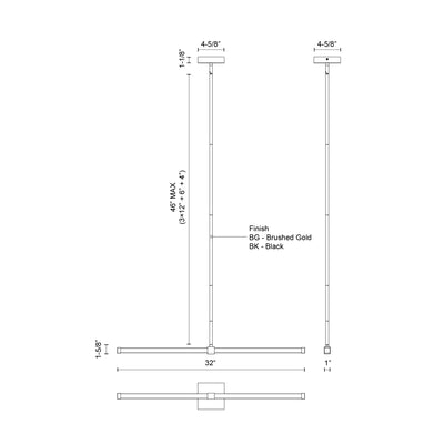 Blade 32-in Aluminum Linear Pendant