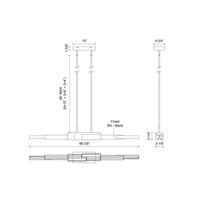 Enzo 48-in Aluminum Linear Pendant