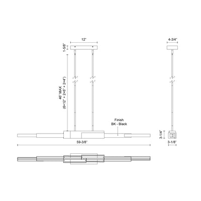 Enzo 60-in Aluminum Linear Pendant