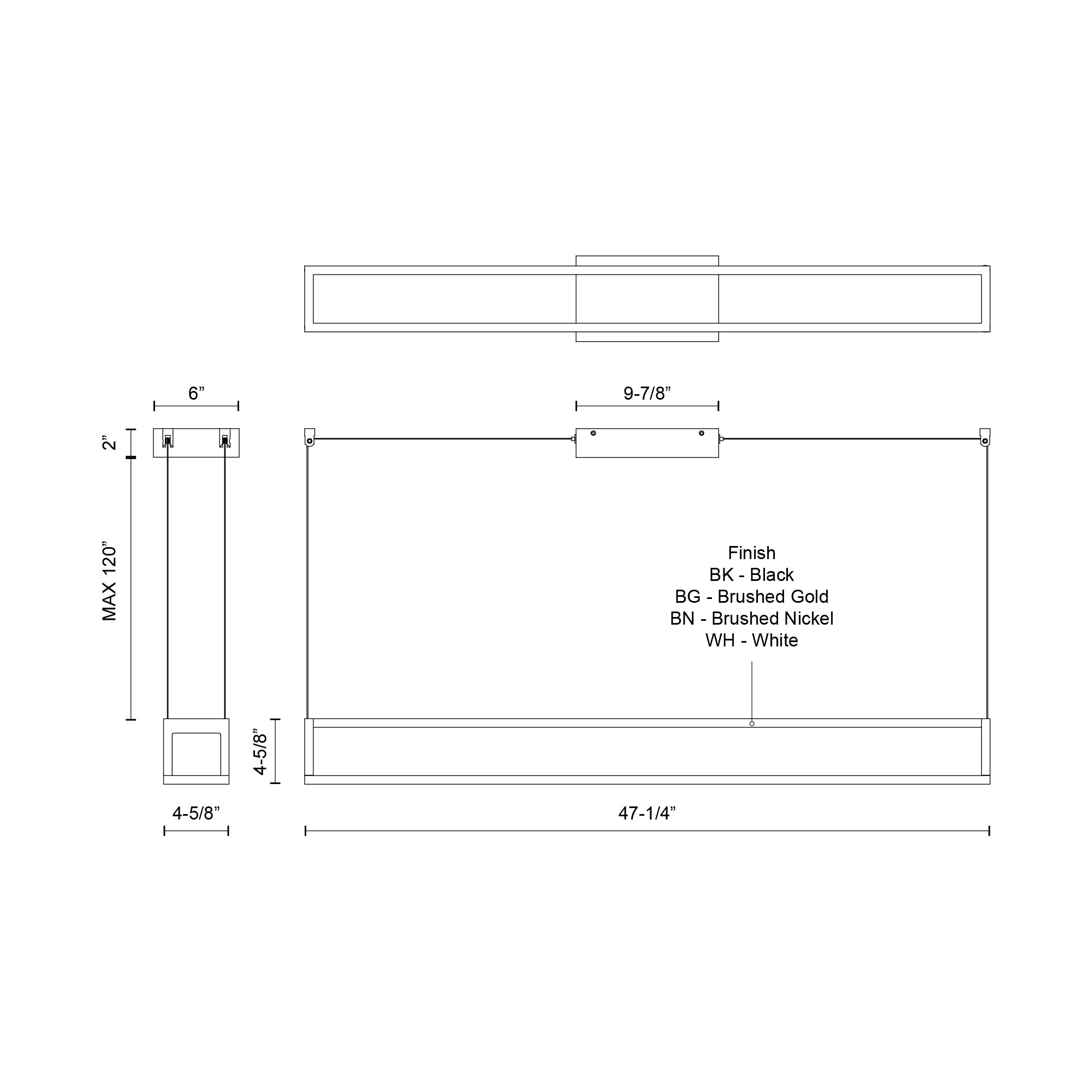 Plaza 48-in Aluminum Linear Pendant