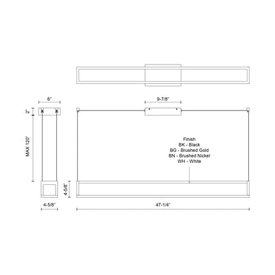 Plaza 48-in Aluminum Linear Pendant
