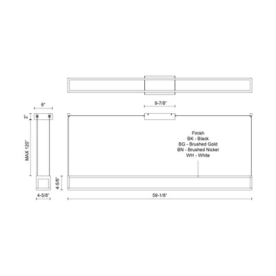 Plaza 60-in Aluminum Linear Pendant