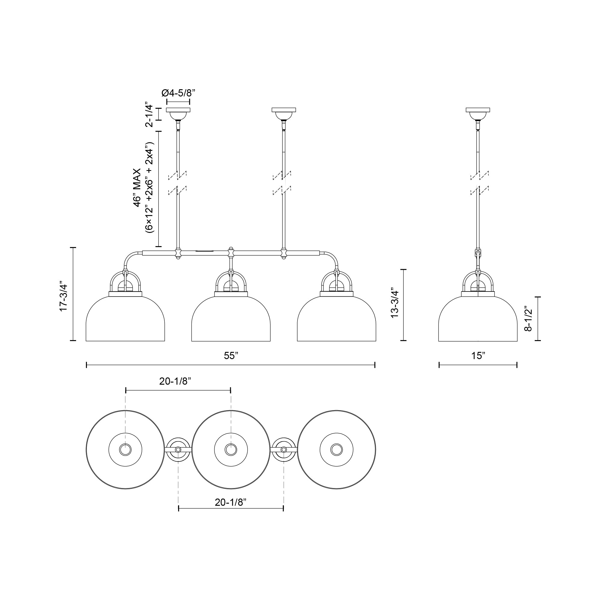 Lancaster 55-in Steel Linear Pendant