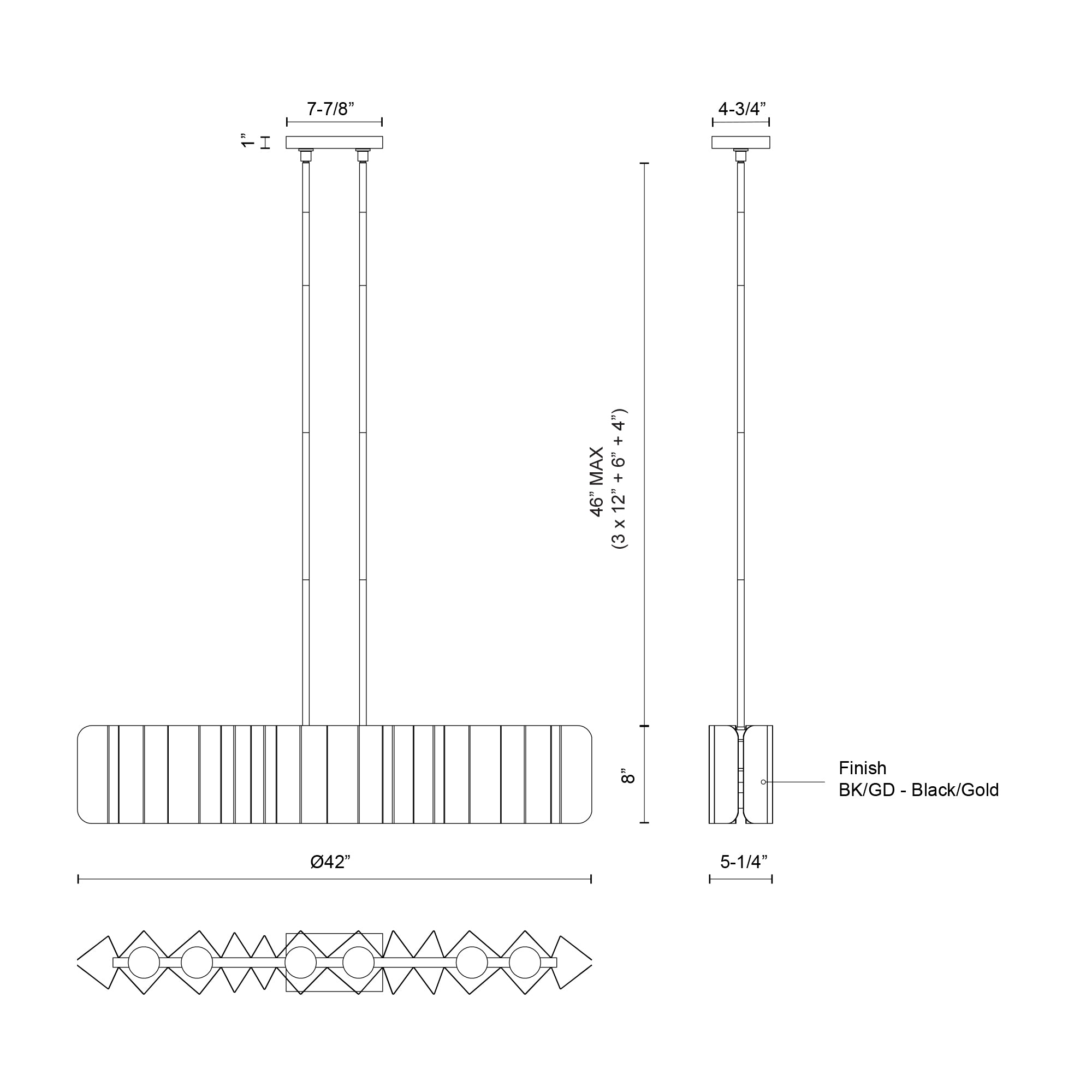 Akira 42-in Steel Linear Pendant