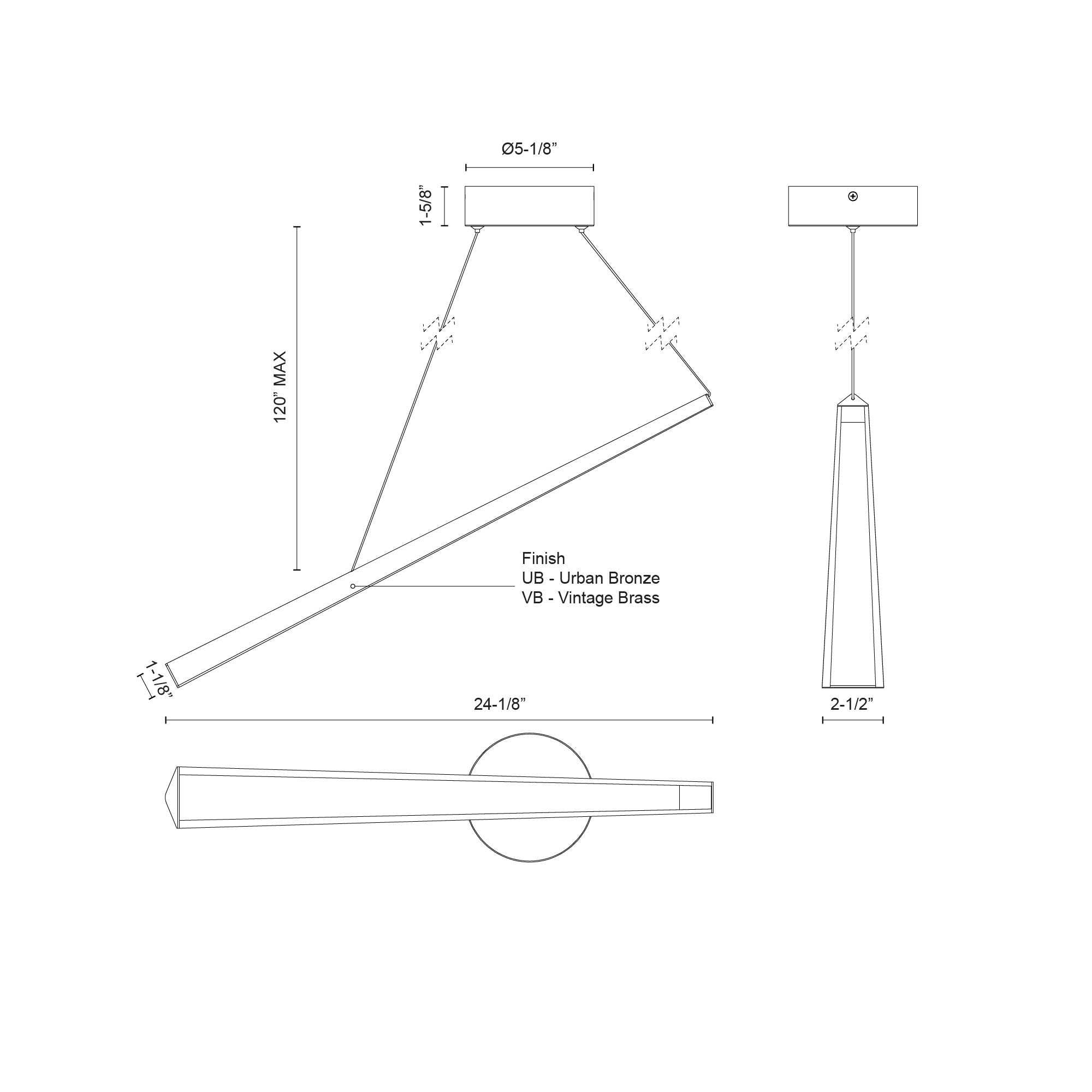 Lex 24-in Steel Linear Pendant