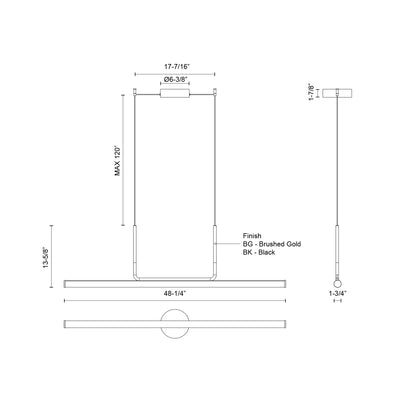 Vesper 48-in Aluminum Linear Pendant