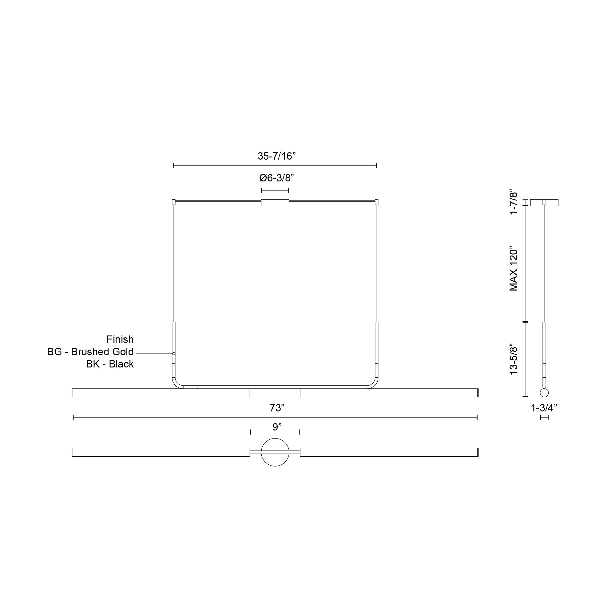 Vesper 73-in Aluminum Linear Pendant