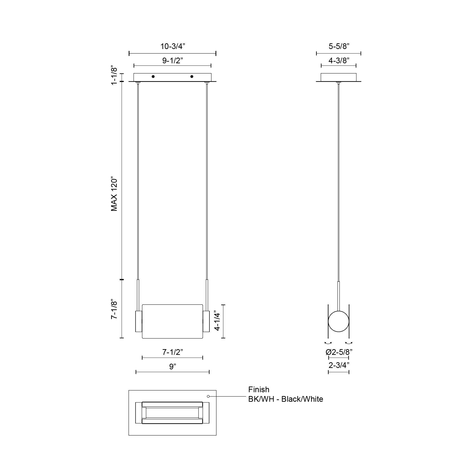 Phoenix 9-in Aluminum Linear Pendant