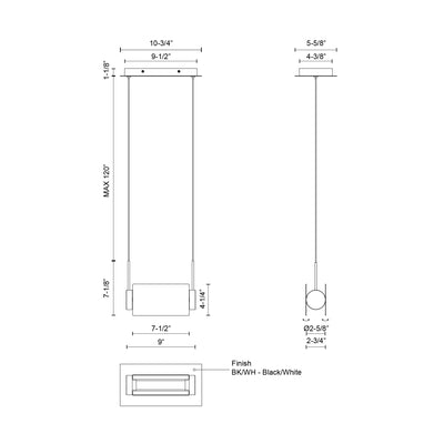 Phoenix 9-in Aluminum Linear Pendant