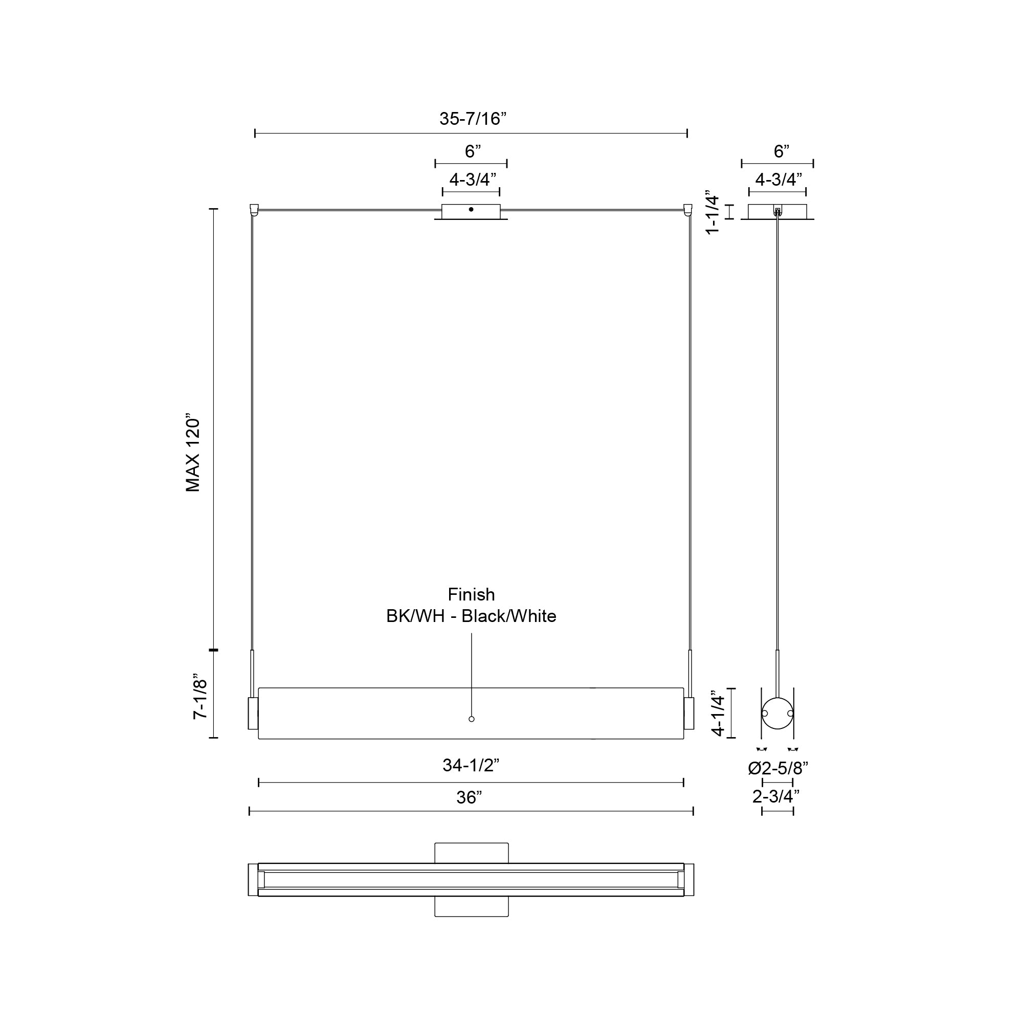 Phoenix 36-in Aluminum Linear Pendant