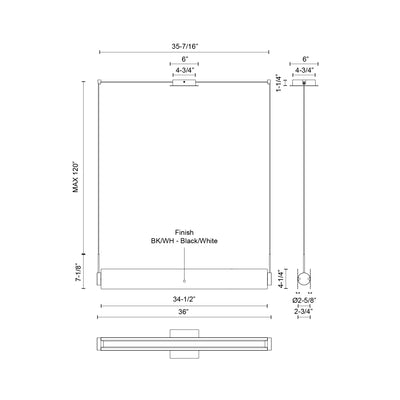 Phoenix 36-in Aluminum Linear Pendant