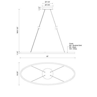Ovale 40-in Aluminum Linear Pendant