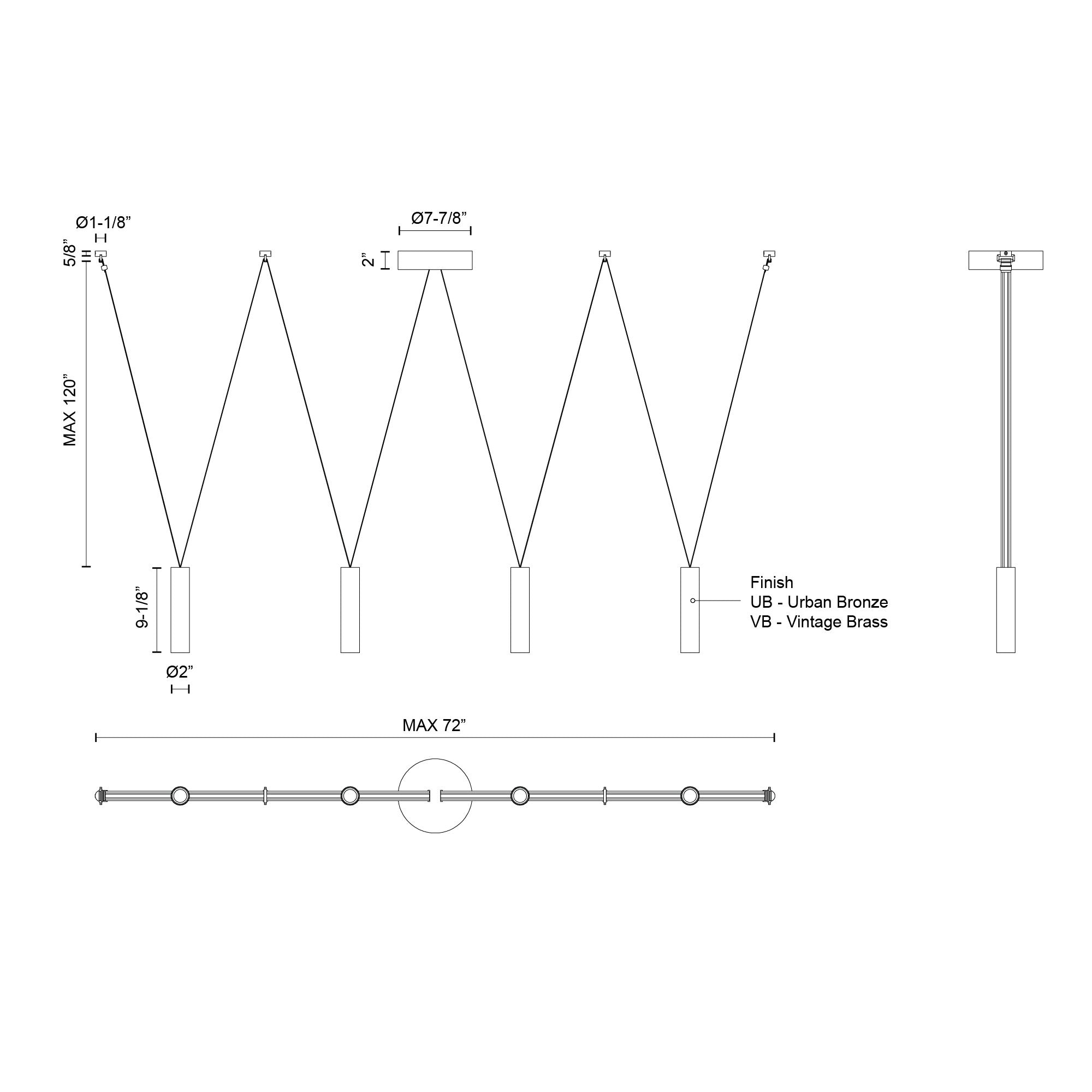 Mason 4 Light Aluminum Linear Pendant