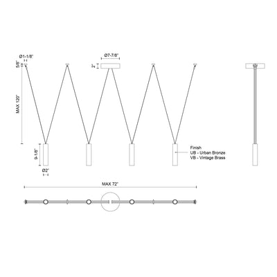 Mason 4 Light Aluminum Linear Pendant