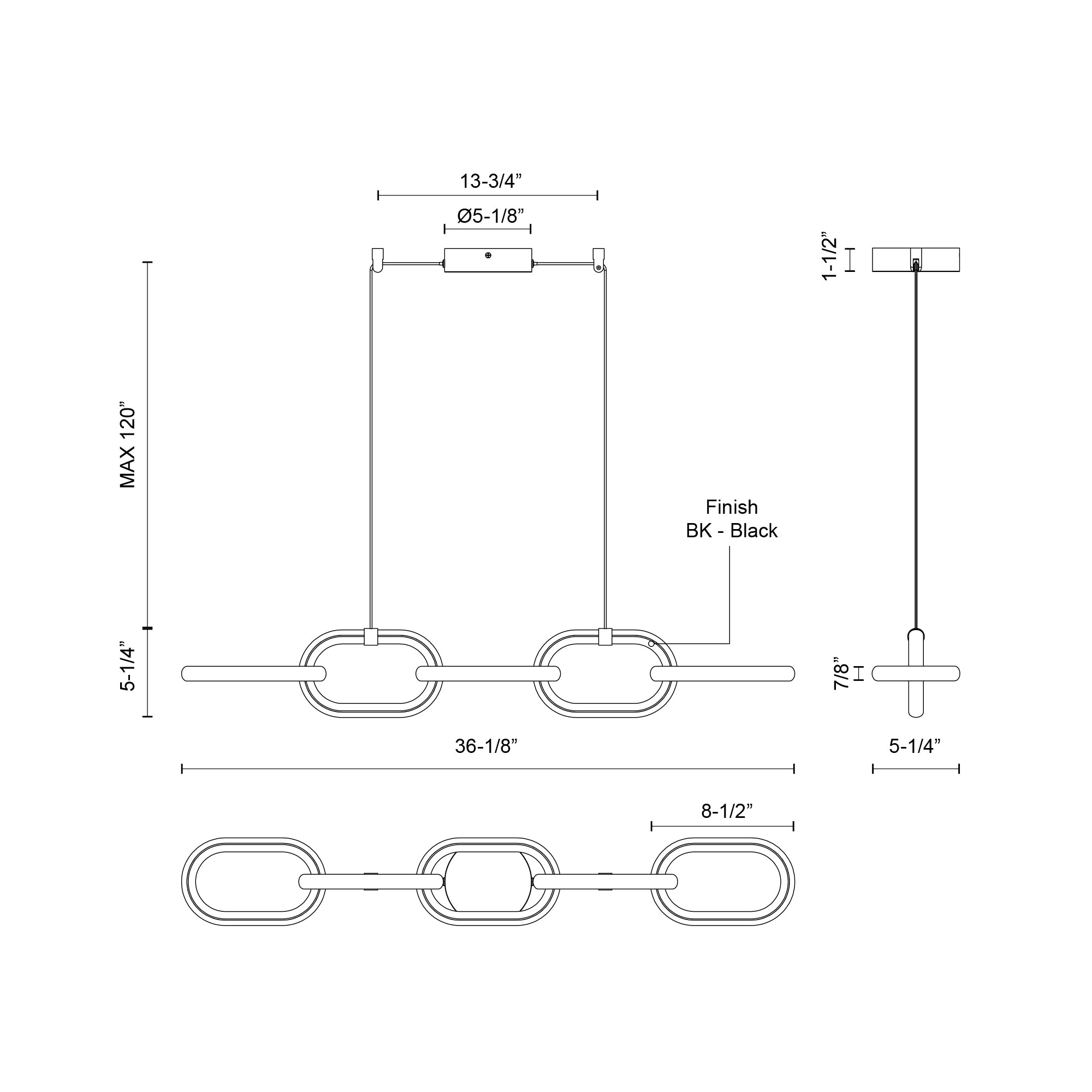 Airen 36-in Aluminum Linear Pendant