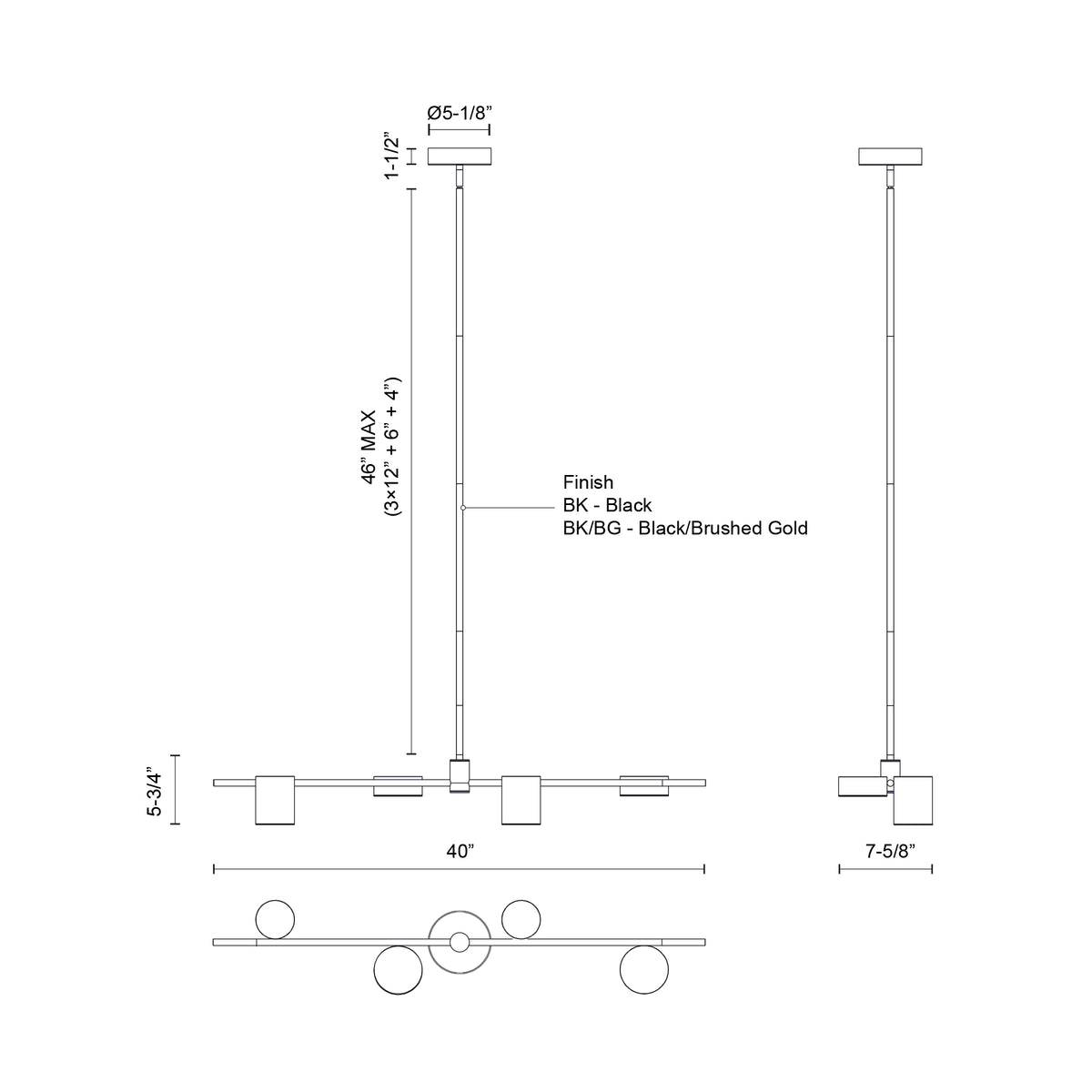 Jayden 40-in Steel Linear Pendant