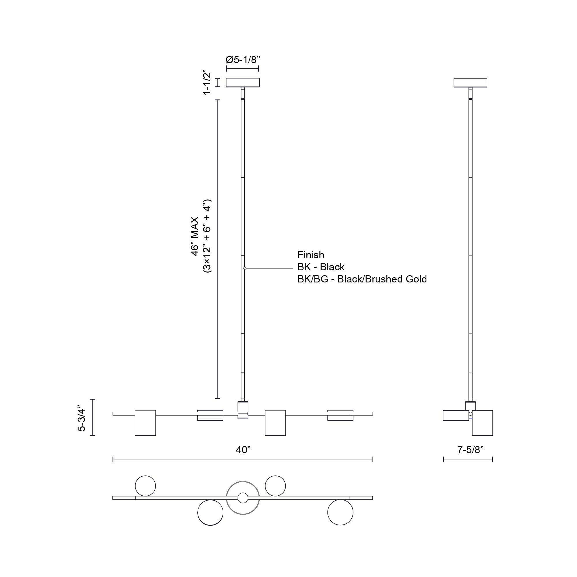 Jayden 40-in Steel Linear Pendant