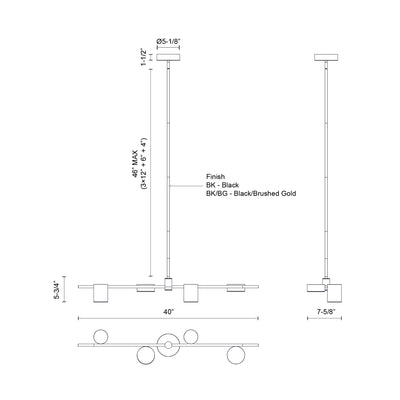 Jayden 40-in Steel Linear Pendant