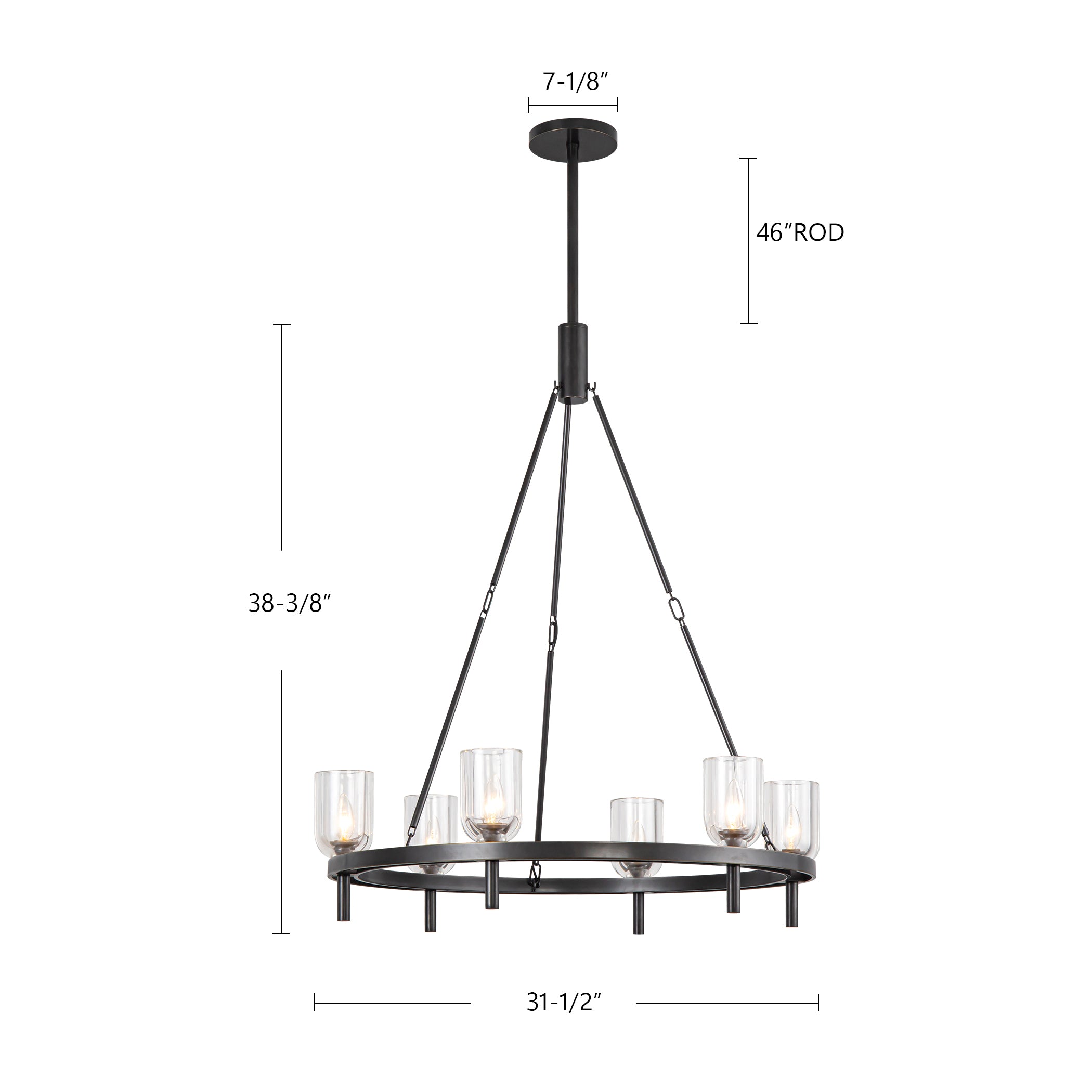 Lucian 32-in Steel Chandelier