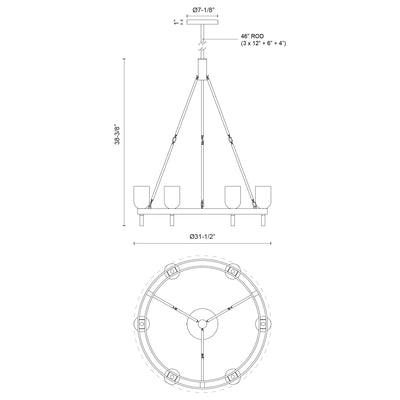 Lucian 32-in Steel Chandelier