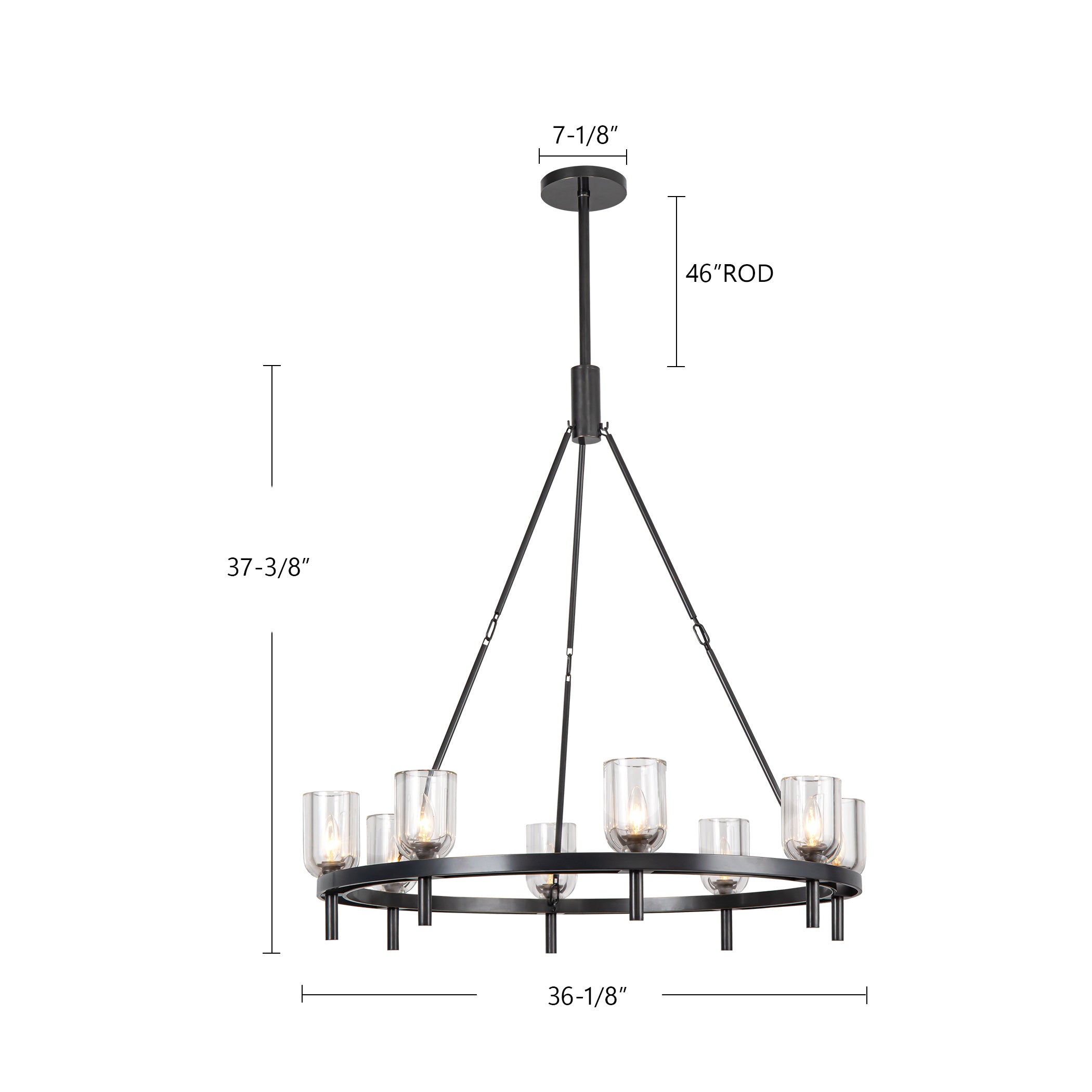 Lucian 36-in Steel Chandelier