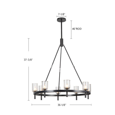 Lucian 36-in Steel Chandelier
