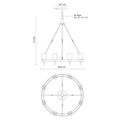 Lucian 36-in Steel Chandelier