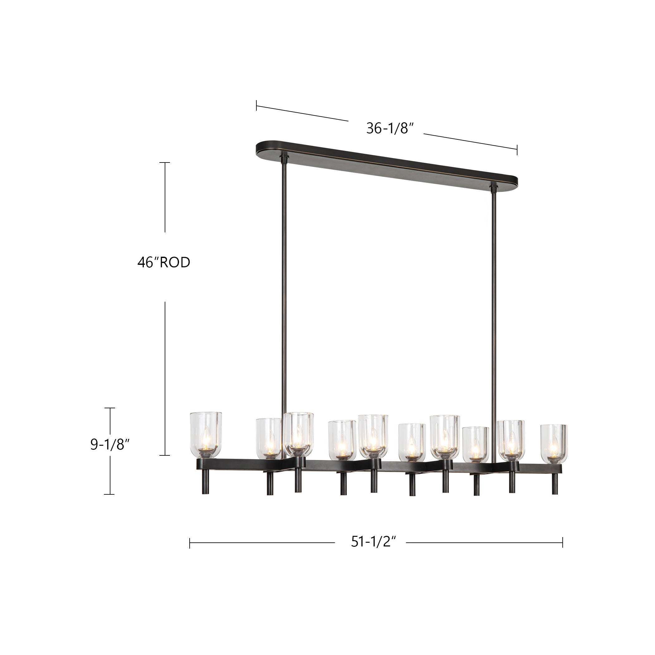 Lucian 52-in Steel Linear Pendant