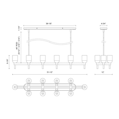 Lucian 52-in Steel Linear Pendant