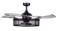 48 Inch Black Fan with 3 Lights and Retractable Blades Remote Included