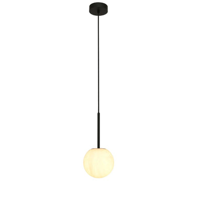 Lucent 1 Light Black Pendant Light with Alabaster Shade
