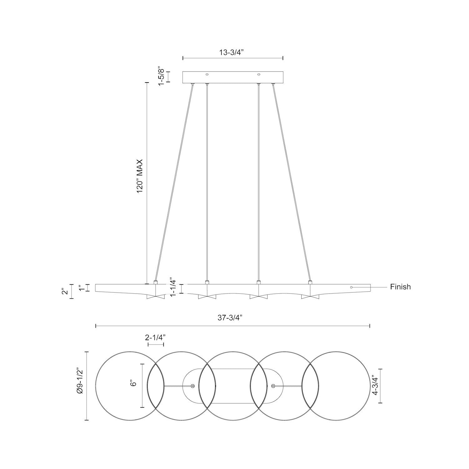 Maestro 38-in Steel Linear Pendant