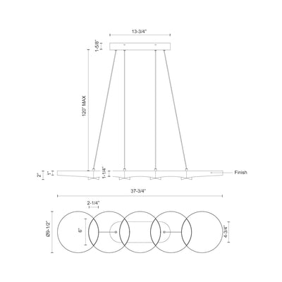 Maestro 38-in Steel Linear Pendant