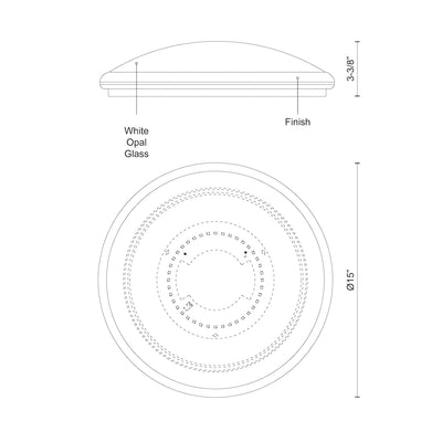 Malta 15-in Steel LED Flush Mount
