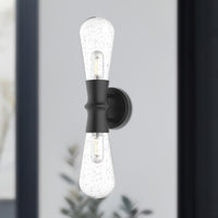 Marcel 5-in Black 2 Lights Outdoor Wall Sconce