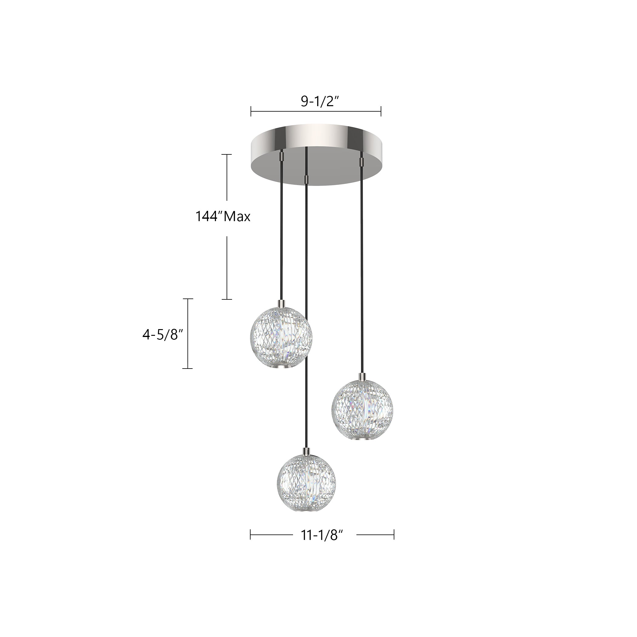 Marni 3 Light Aluminum Multi Pendant