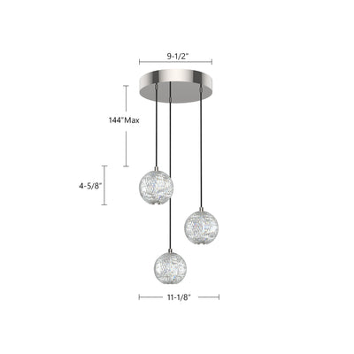 Marni 3 Light Aluminum Multi Pendant