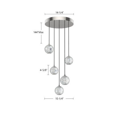 Marni 5 Light Aluminum Multi Pendant
