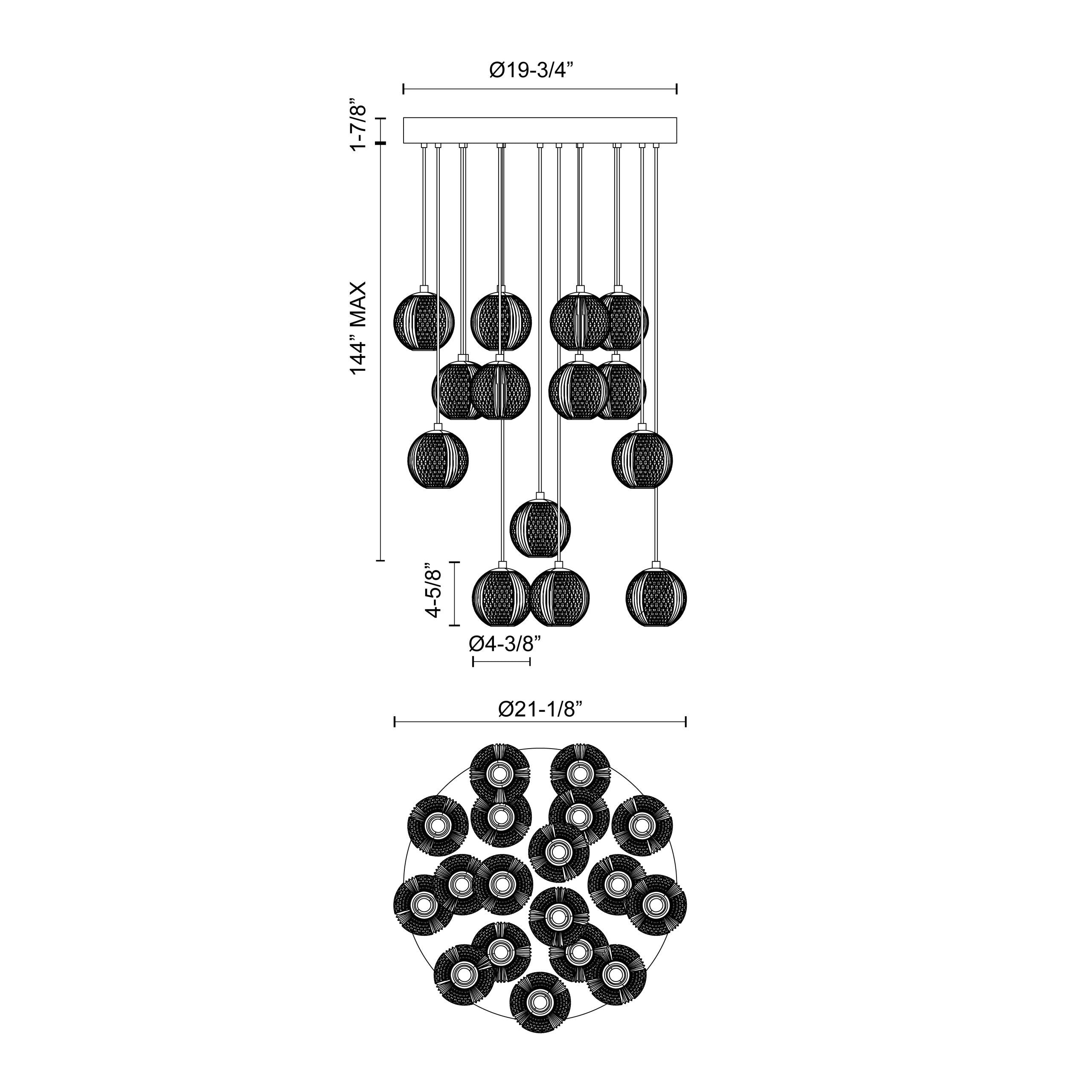 Marni 18 Light Aluminum Multi Pendant