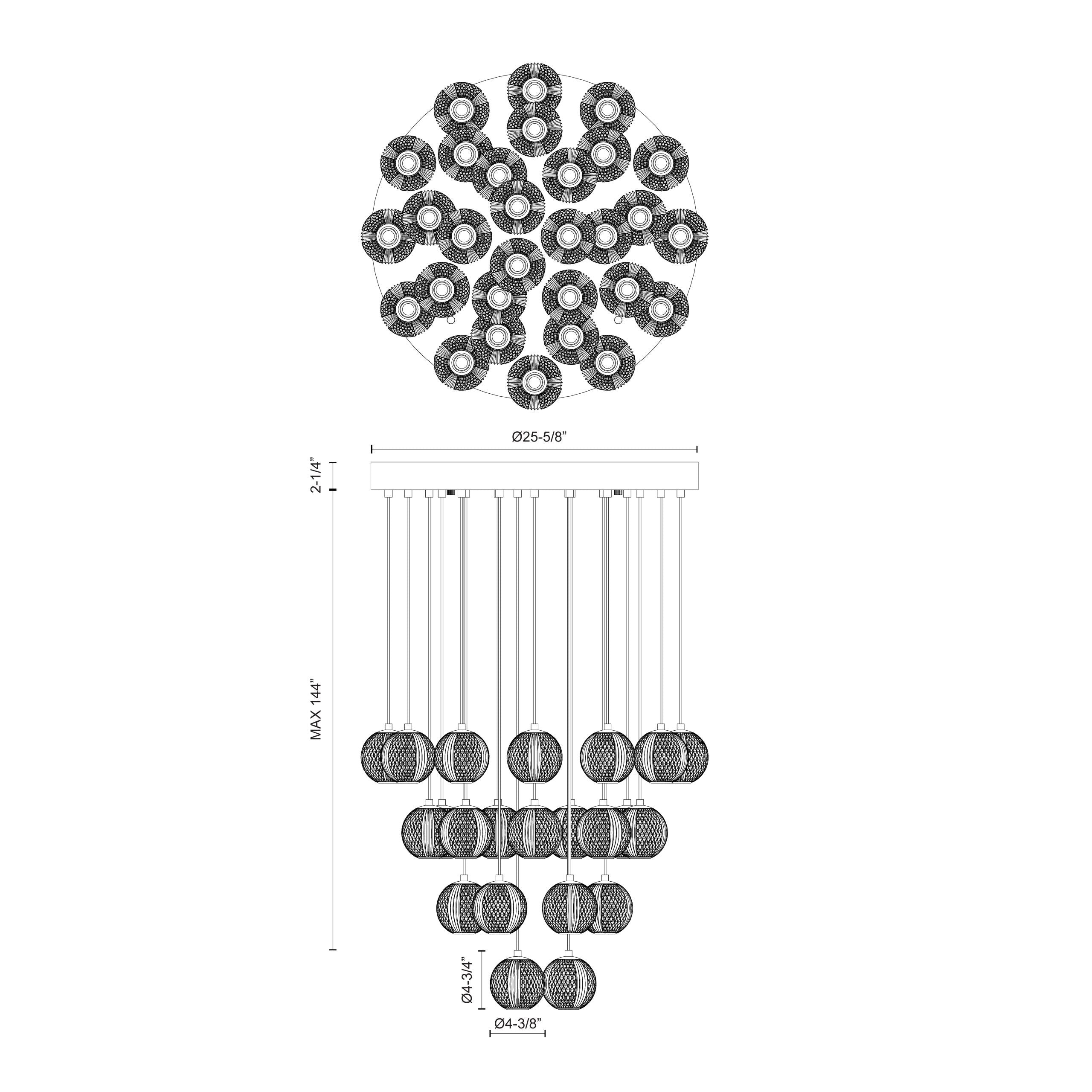 Marni 30 Light Aluminum Multi Pendant