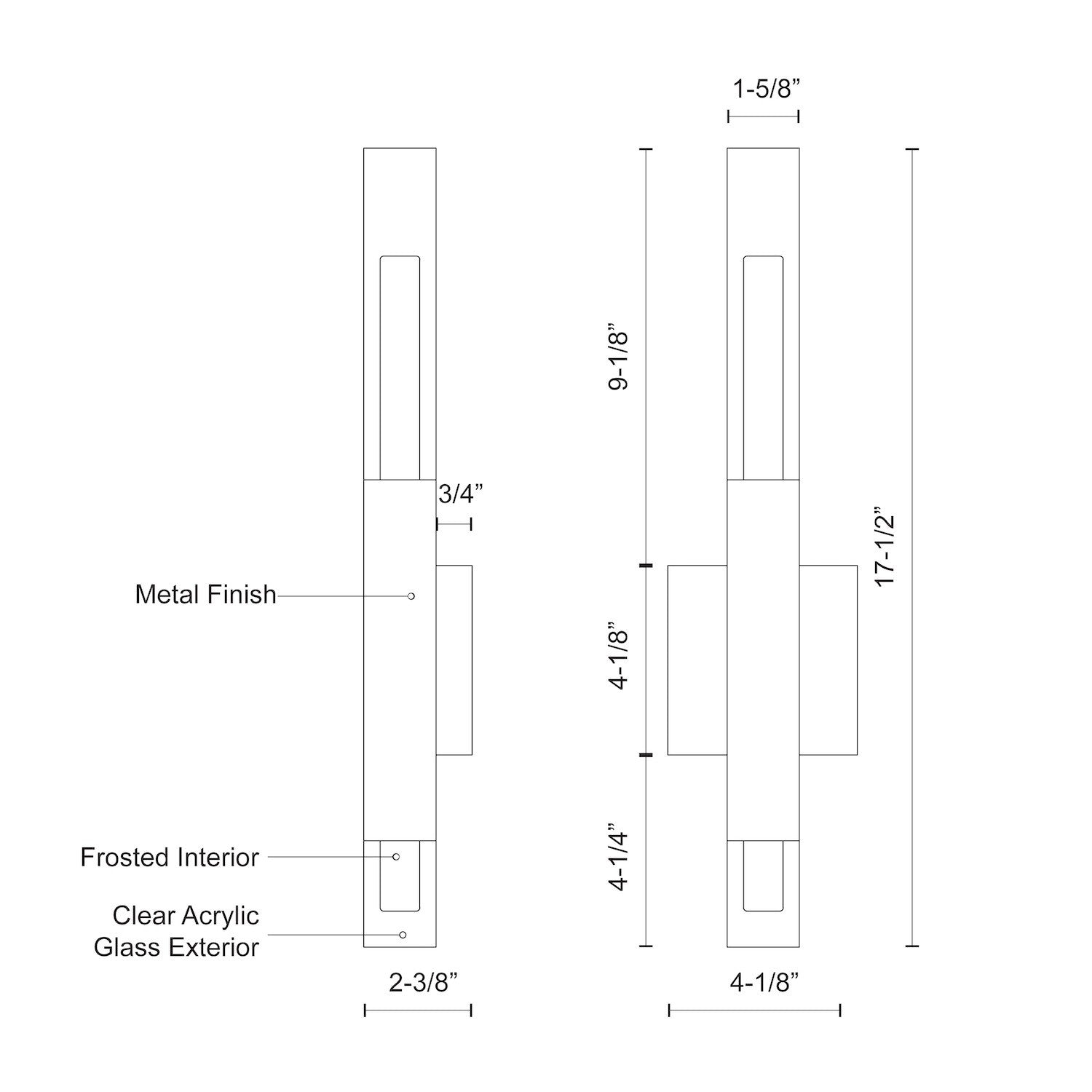 Martelo 18-in Steel Acrylic Wall Sconce