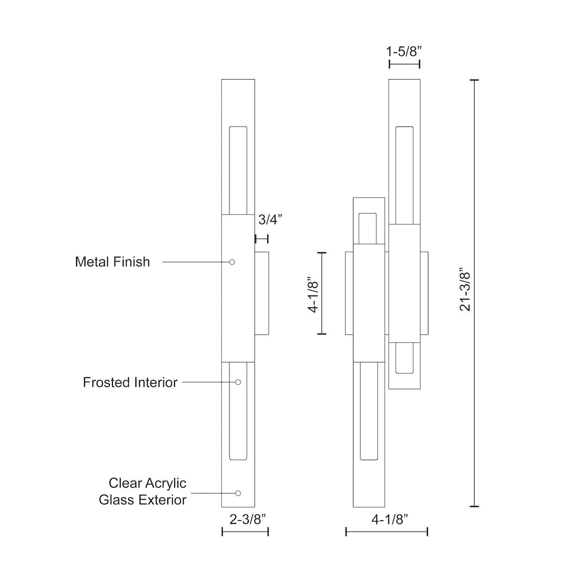 Martelo 22-in Steel Acrylic Wall Sconce
