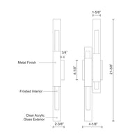 Martelo 22-in Steel Acrylic Wall Sconce