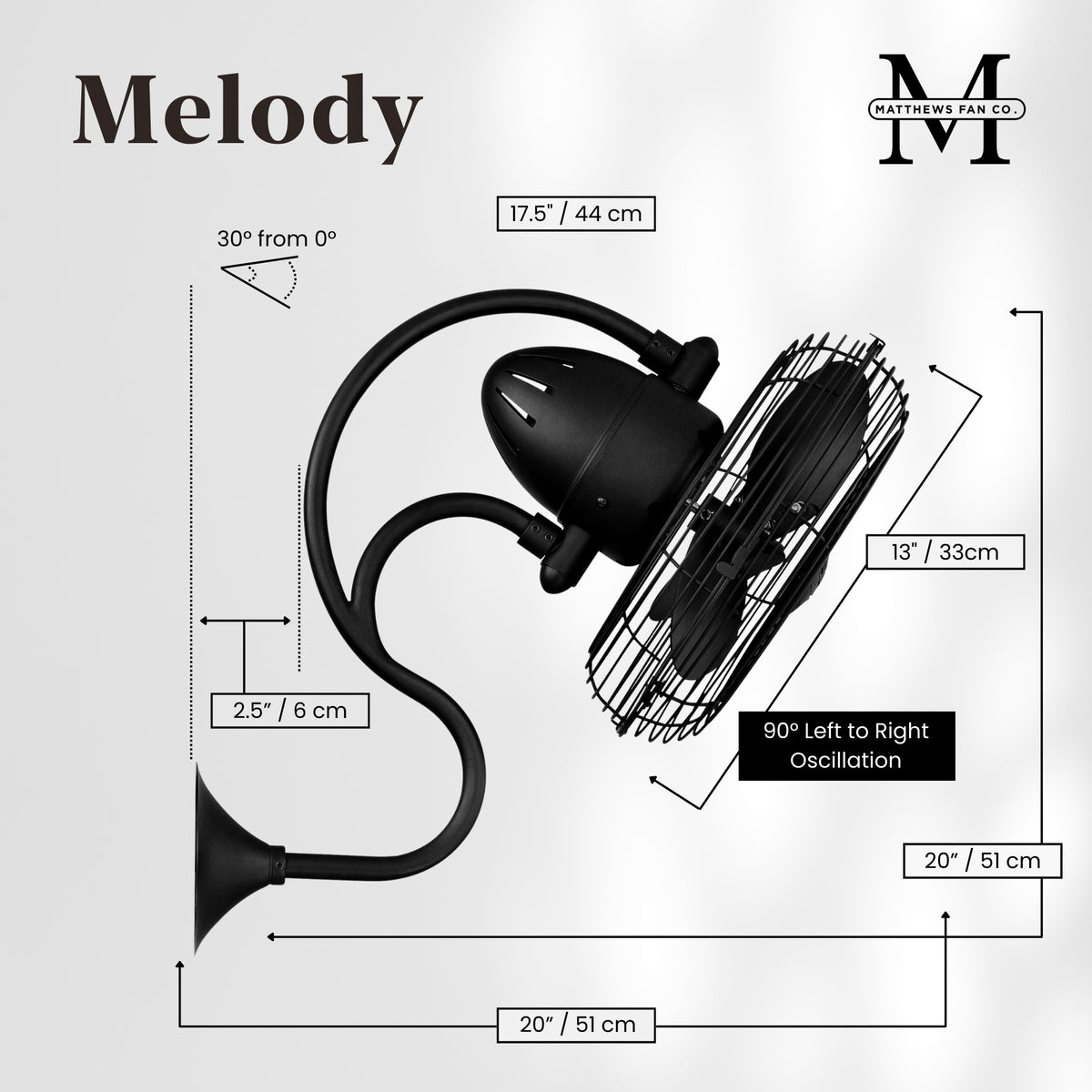 13- inch Melody Oscillating Wall Fan