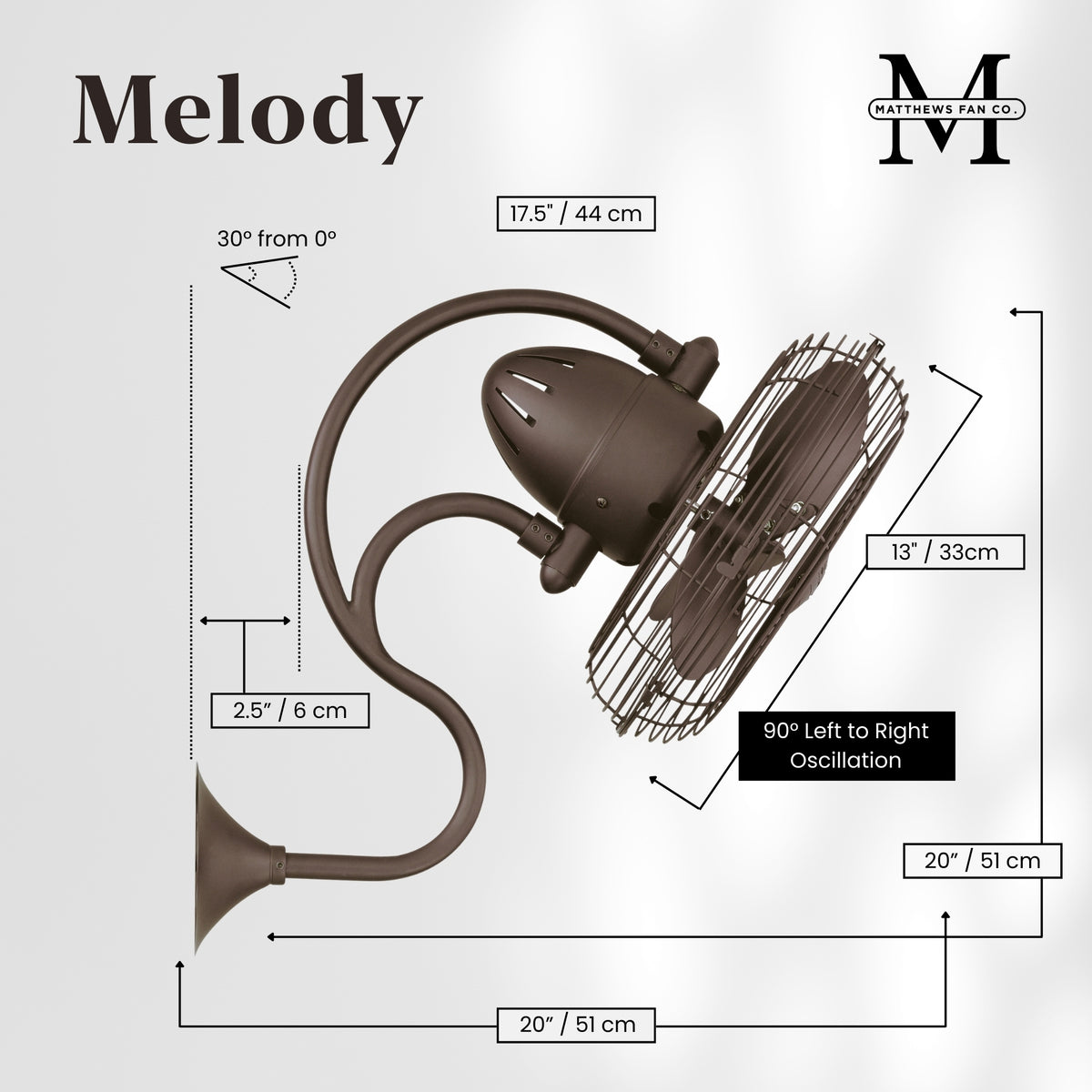 13- inch Melody Oscillating Wall Fan