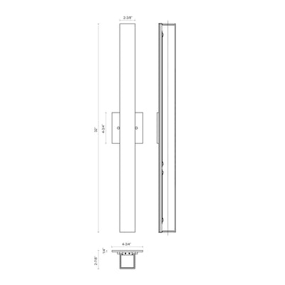 Melville 32-in Aluminum Wall Sconce