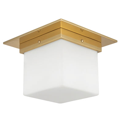 Mineral 8-in Brass Square Flush Mount