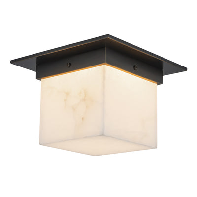 Mineral 8-in Brass Square Flush Mount