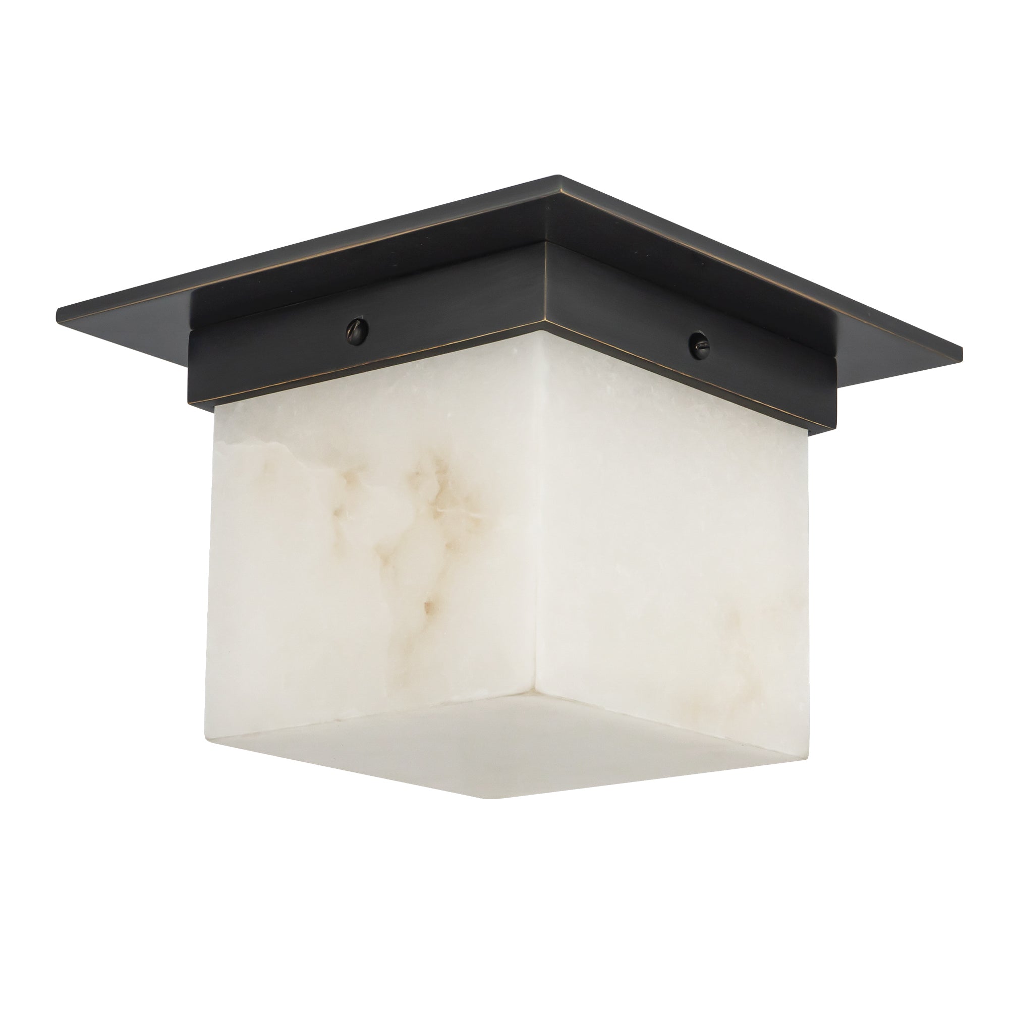 Mineral 8-in Brass Square Flush Mount